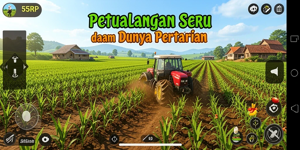 Screenshot menunjukkan aktivitas bertani yang seru dan interaktif.