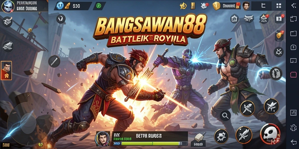 Gameplay seru BANGSAWAN88 dalam aksi pertempuran Battle Royale.