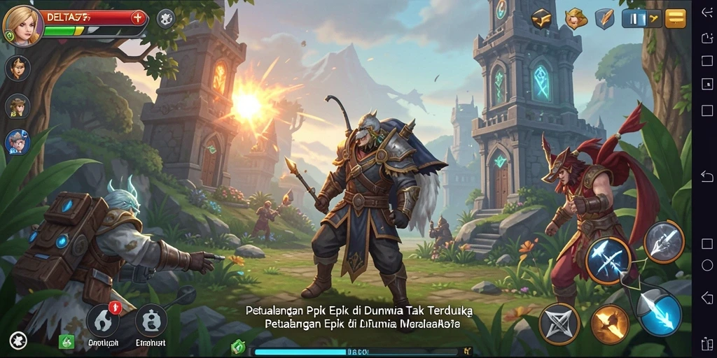 Tampilan gameplay DELTA575 dalam dunia petualangan yang mendebarkan.