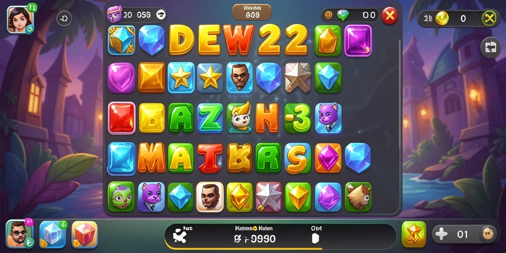 Screenshot menunjukkan gameplay seru DEWA22 dengan tantangan Match-3.