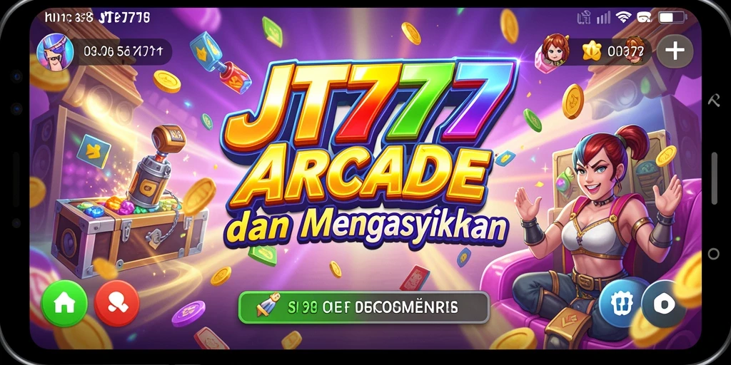 Tangkapan layar utama JT777 menampilkan gameplay seru dari level yang penuh warna.