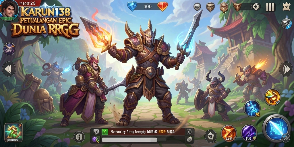 Screenshot utama KARUN138 menunjukkan aksi RPG yang mendebarkan.