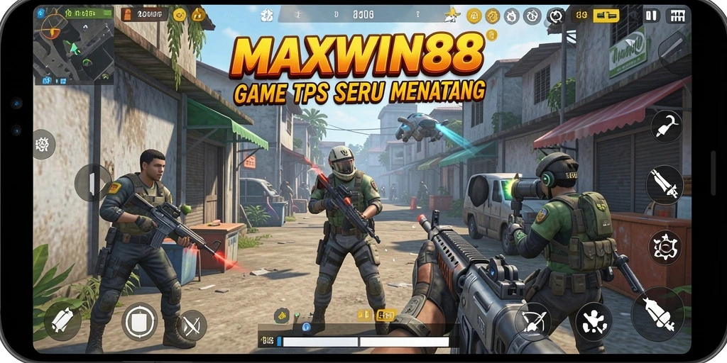 Tampilan gameplay action-packed dari MAXWIN88 dengan karakter dinamis.