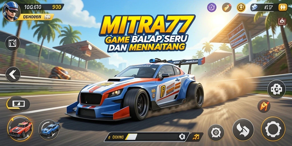 Tampilan gameplay seru di lintasan balap MITRA77.