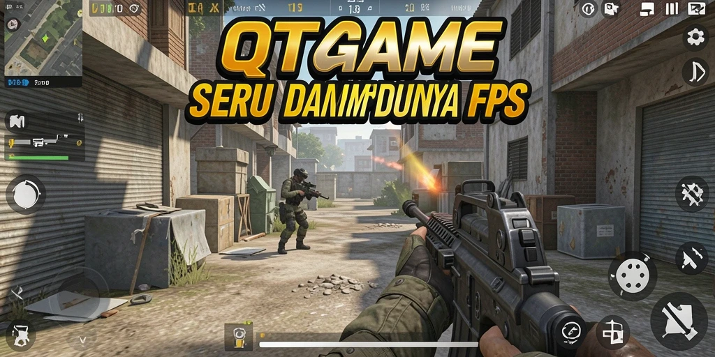 Screenshot gameplay QTGAME dengan pertempuran yang intens.