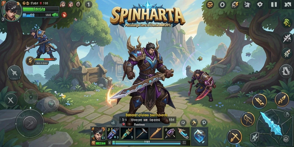 Gameplay SPINHARTA yang dinamis dan mendebarkan melalui dunia MMORPG.