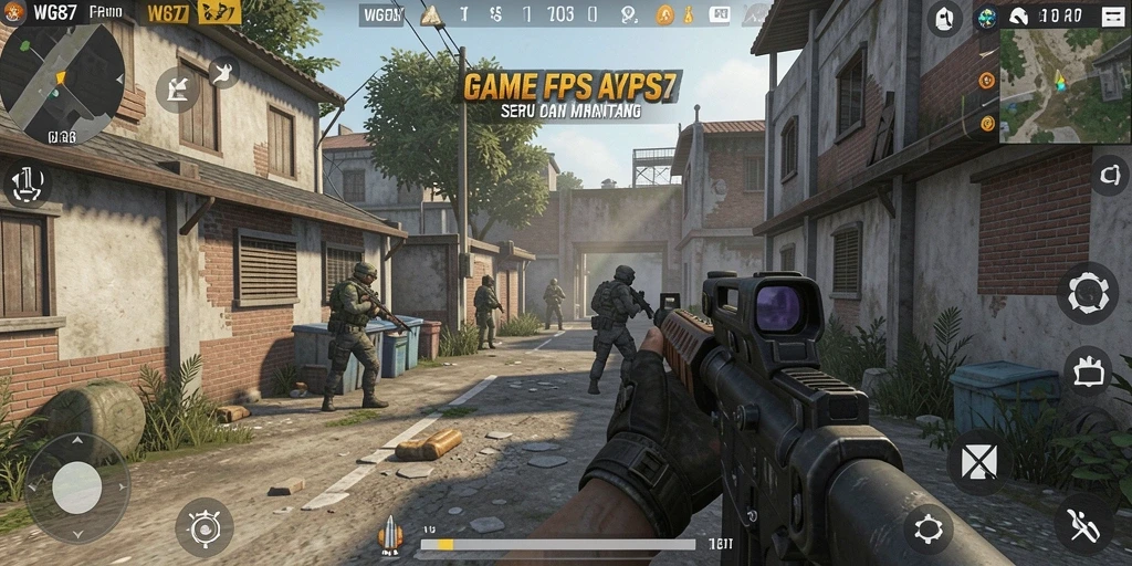 Screenshot utama WG87 menampilkan aksi gameplay FPS yang seru.